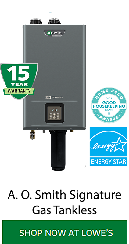 A.O. Smith Signature Series Ultra High Efficiency 10.6-GPM 199000-BTU Indoor-Outdoor Natural Gas-Propane Tankless Water Heater with Scale Prevention